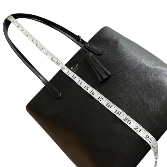 $298 Kate Spade Women's Medium Black & Gold Logo Leather Tote Bag & Bow Key Fob - Picture 15 of 16
